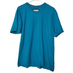 PD&C V-Neck Short Sleeve T-shirt Teal L Cotton